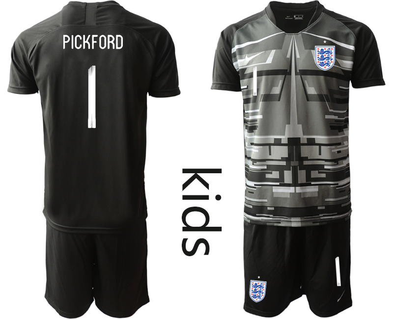 Cheap 2021 European Cup England black Youth goalkeeper 1 soccer jerseys